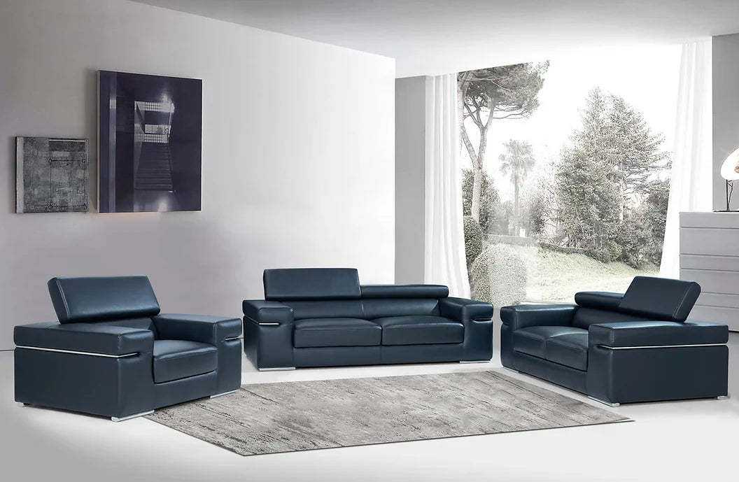Soho Black Italian Leather Sofa and Loveseat