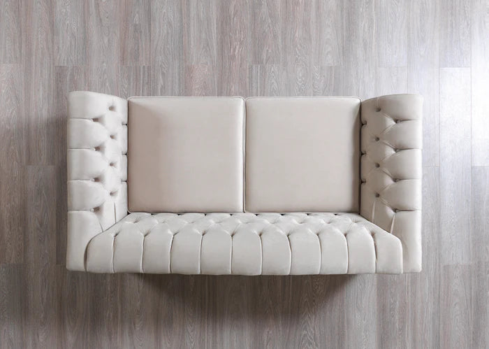 Milena Ivory Velvet Sofa 93" & Loveseat 73"