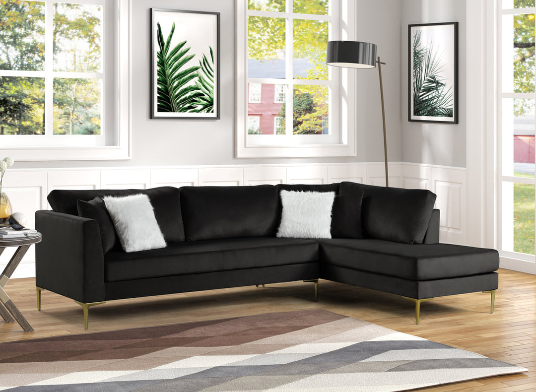Catalina Black Velvet Sectional Sofa.