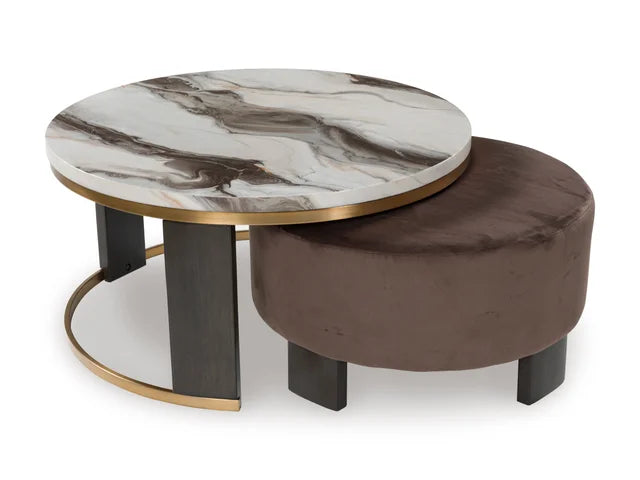 Pam Brown/Brass Finish Cocktail Table