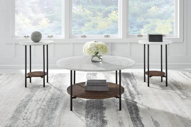 Brown/Black/white Occasional Table Set (Set of 3)
