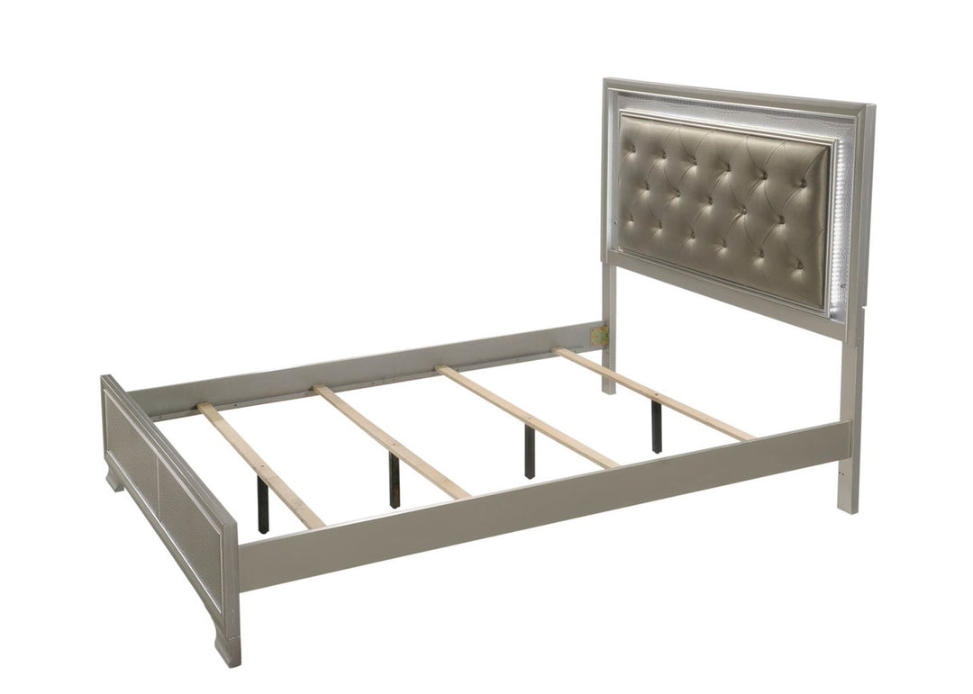 Lyssa LED Champagne Upholstered Panel Bed