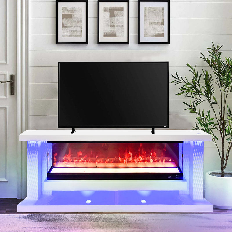 TV Stand W/Fireplace 71'' (White)