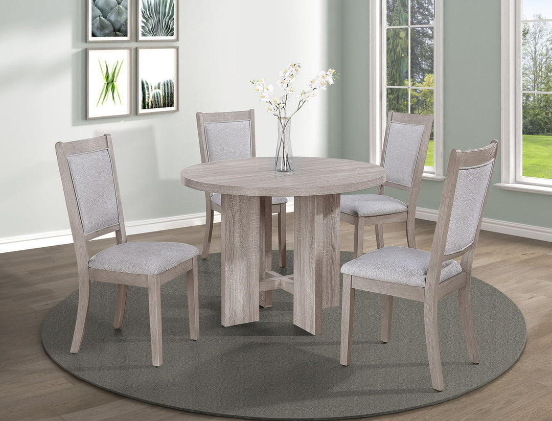 Amara Drift Wood Round Dining Set.