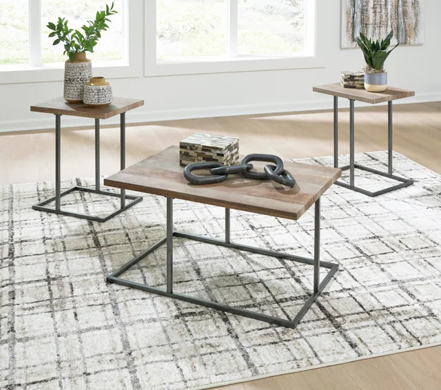 Grayish Brown/Black Occasional Table Set (Set of 3)