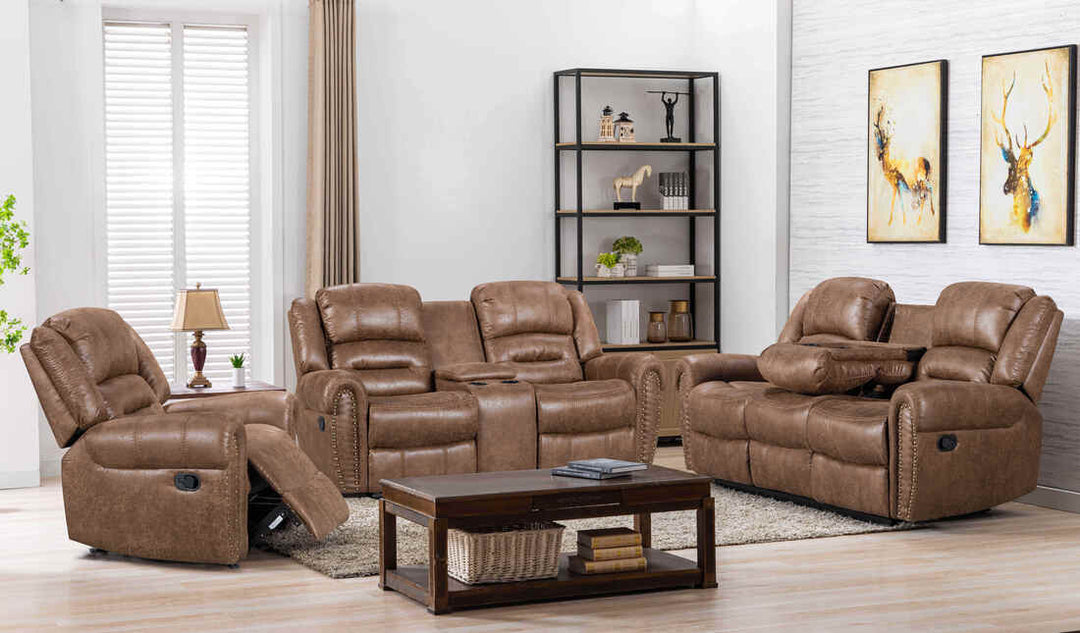 Rivercreek Brown Reclining Sofa Set