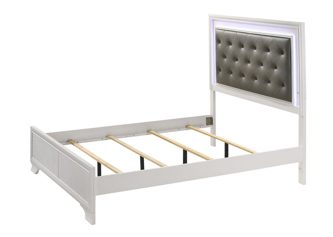 Lyssa LED Frost Upholstered Panel Bed