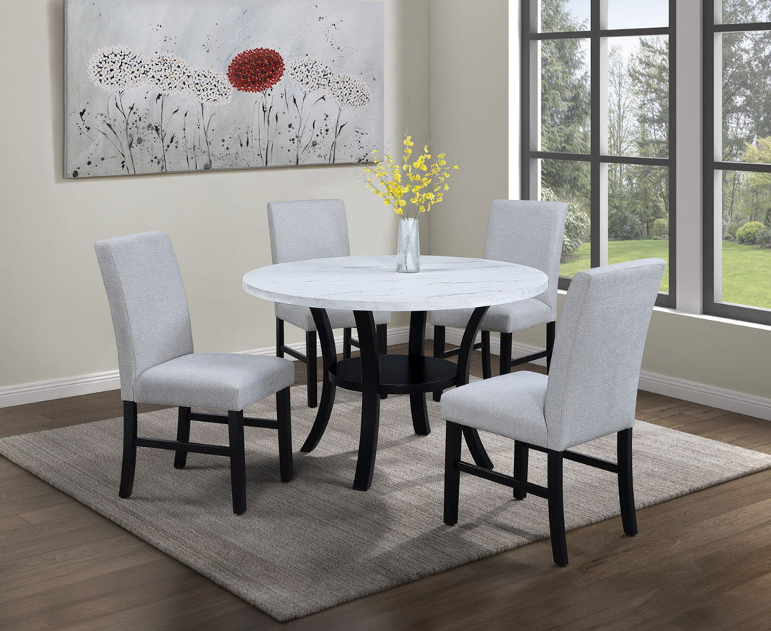 Isla White/Black Round Dining Set.