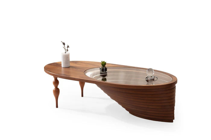 Walnut/Gold Coffee Table