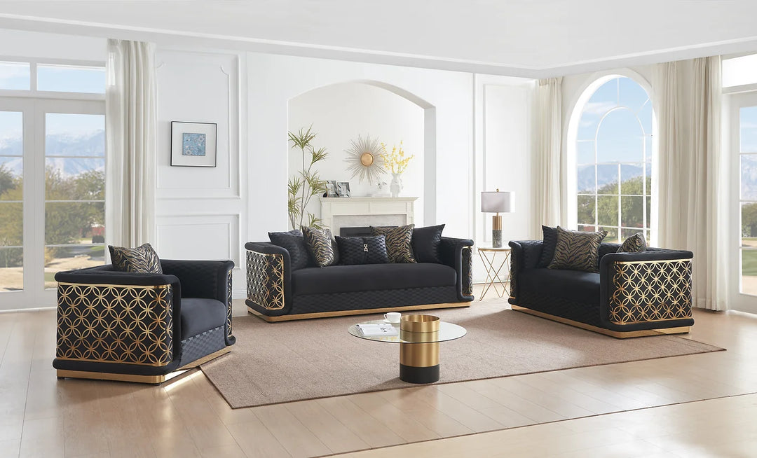 Riya Black Sofa Set