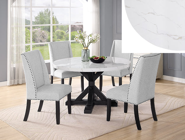 Vance Round Dove Gray 5-Piece Dining Set
