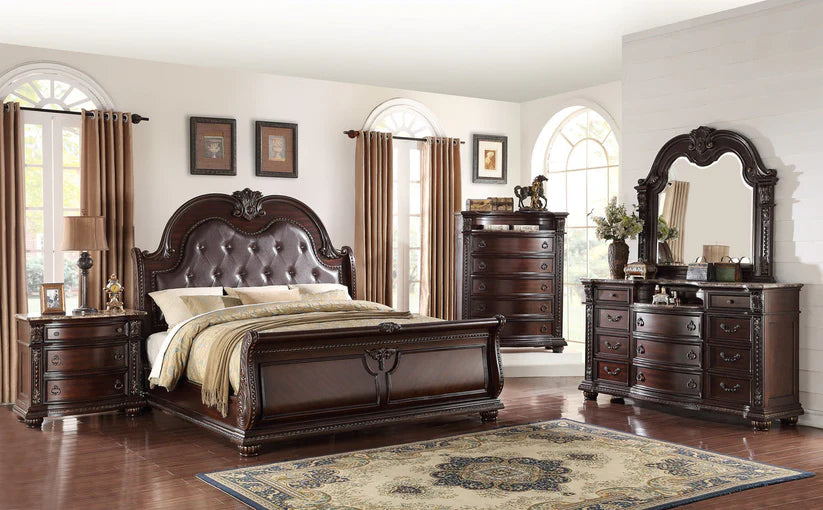 Stanley Brown Upholstered Sleigh Bedroom Set