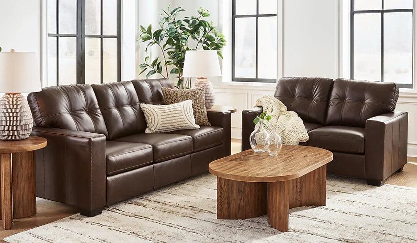 Santorine Dark Brown Sofa & Loveseat Set (TOP GRAIN LEATHER)