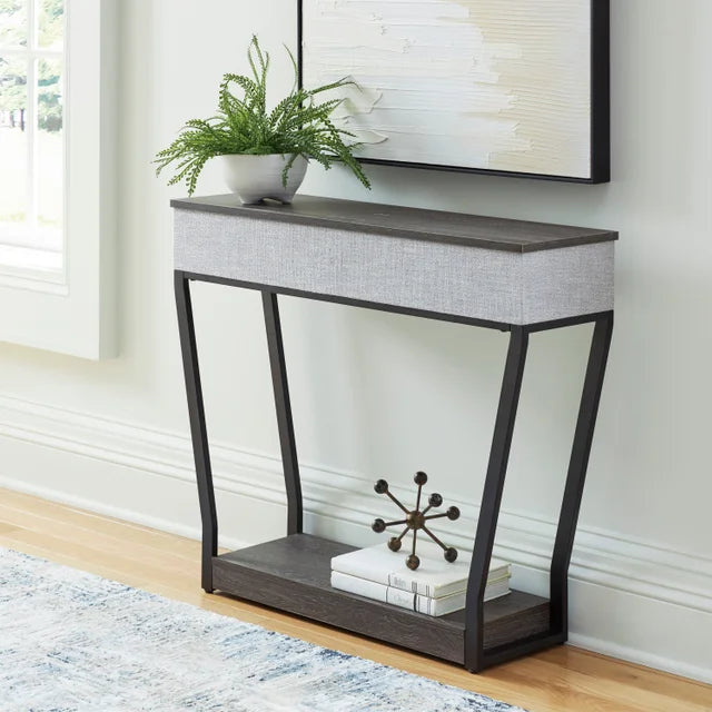 Gray/Black Console Sofa Table w/Speaker & Charger