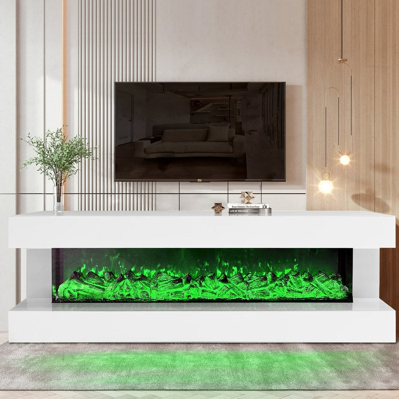 TV Stand W/Fireplace 71'' (White)
