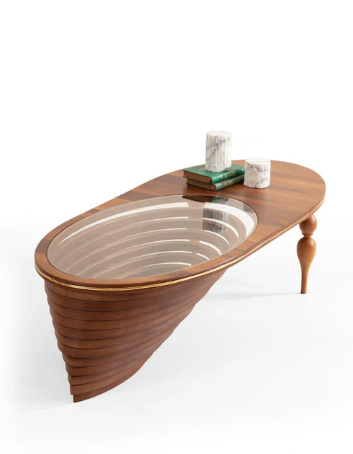 Walnut/Gold Coffee Table