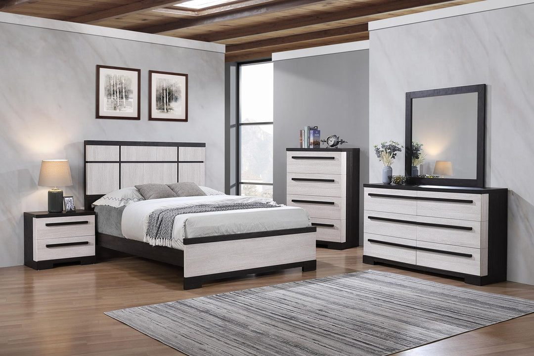 Remington Rustic Black/White Panel Bed