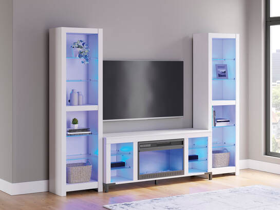 TV Stand 59" L w/Fireplace (LED Lights)