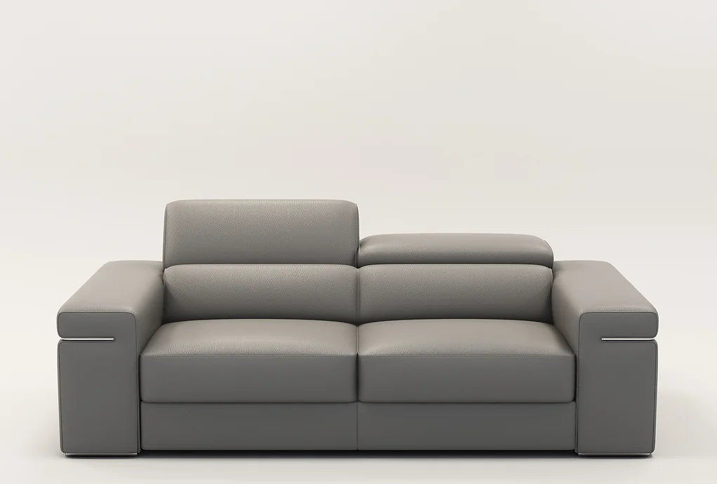 Soho Grey Italian Leather Sofa and Loveseat