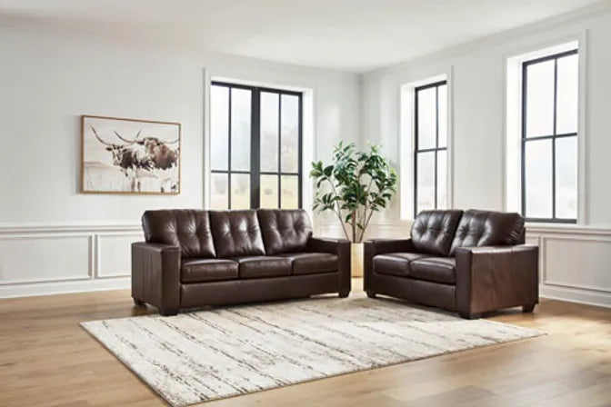 Santorine Dark Brown Sofa & Loveseat Set (TOP GRAIN LEATHER)