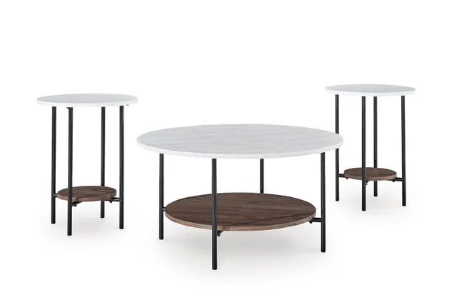 Brown/Black/white Occasional Table Set (Set of 3)