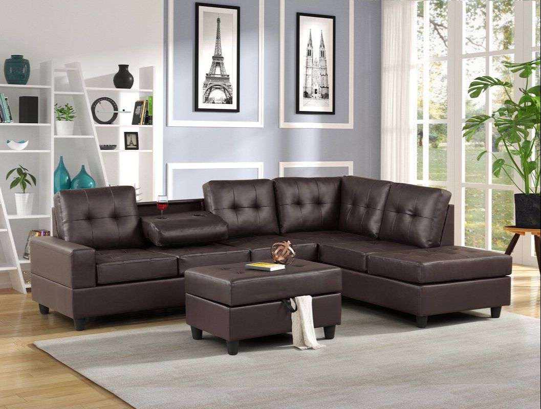 HH 1Heights Reversible Sectional + Ottoman Set