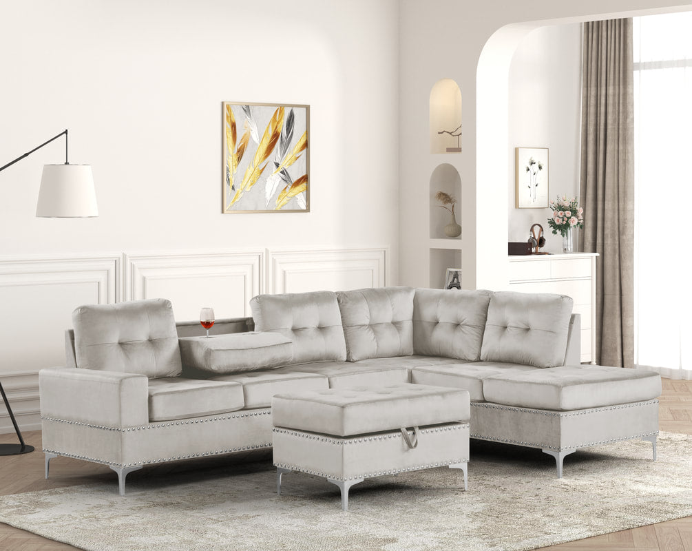 HH Anserra Reversible Sectional + Ottoman Set