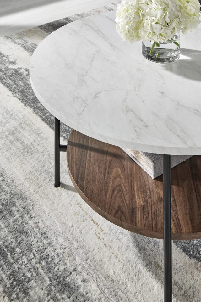 Brown/Black/white Occasional Table Set (Set of 3)