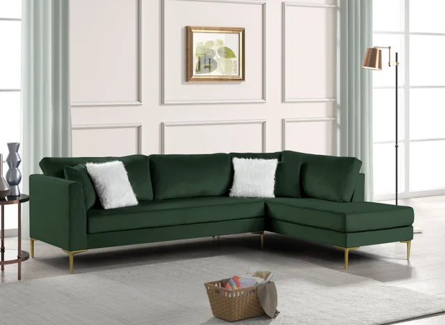 Catalina Green Velvet Sectional Sofa.