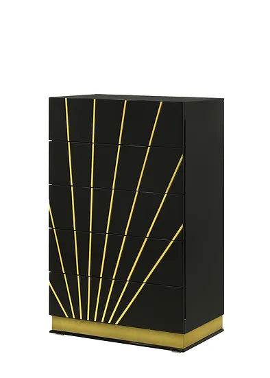 Zenia Black/Gold Gloss Platform Bedroom Set