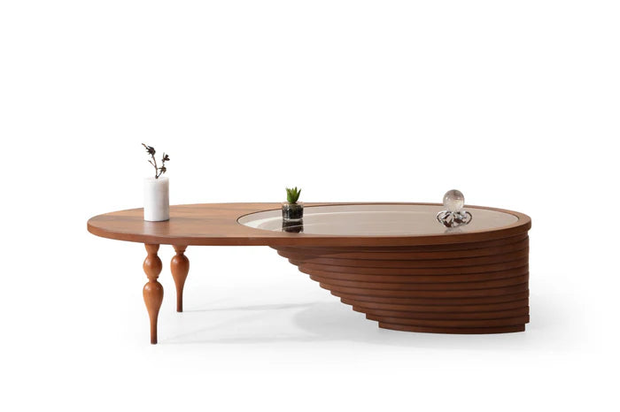 Walnut/Gold Coffee Table