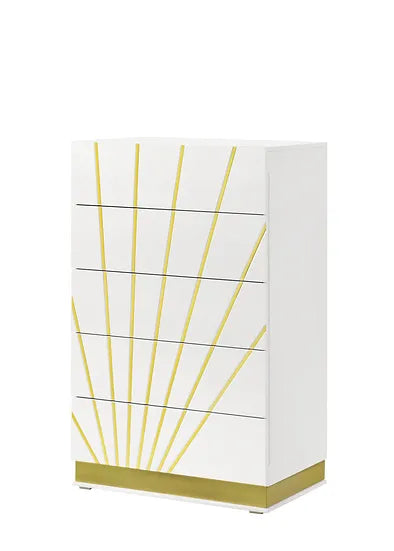 Safa White/Gold Gloss Platform Bedroom Set