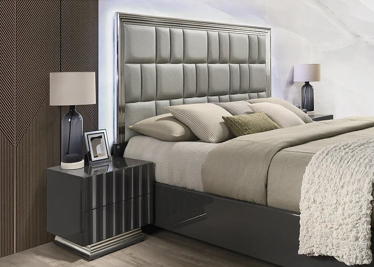Mona Grey/Chrome LED Platform Bedroom Set