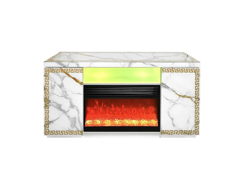 Versa White/Gold 63" TV Stand