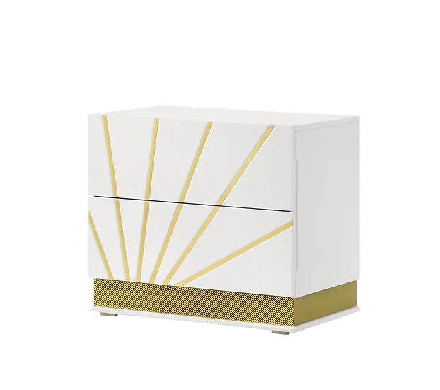 Safa White/Gold Gloss Platform Bedroom Set
