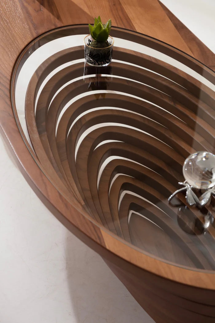 Walnut/Gold Coffee Table