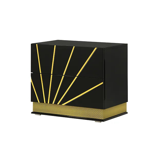 Zenia Black/Gold Gloss Platform Bedroom Set