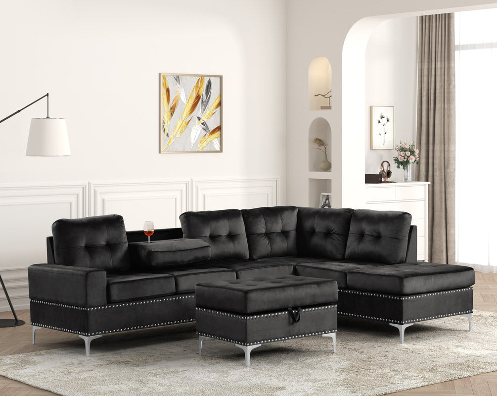HH Anserra Reversible Sectional + Ottoman Set