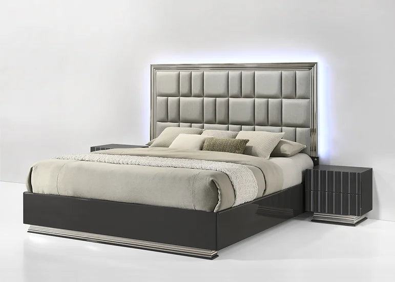 Mona Grey/Chrome LED Platform Bedroom Set