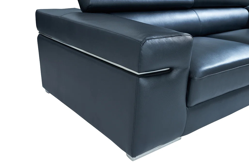 Soho Black Italian Leather Sofa and Loveseat