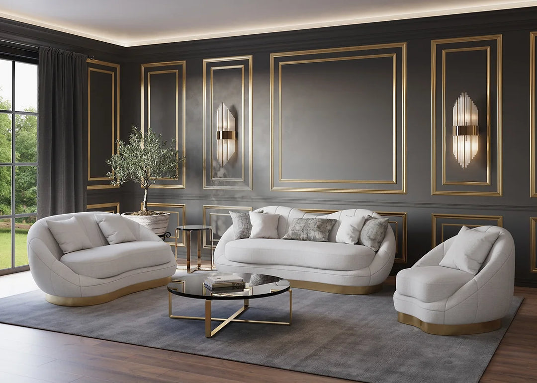 Olena (dove grey+ivory) Sofa Set