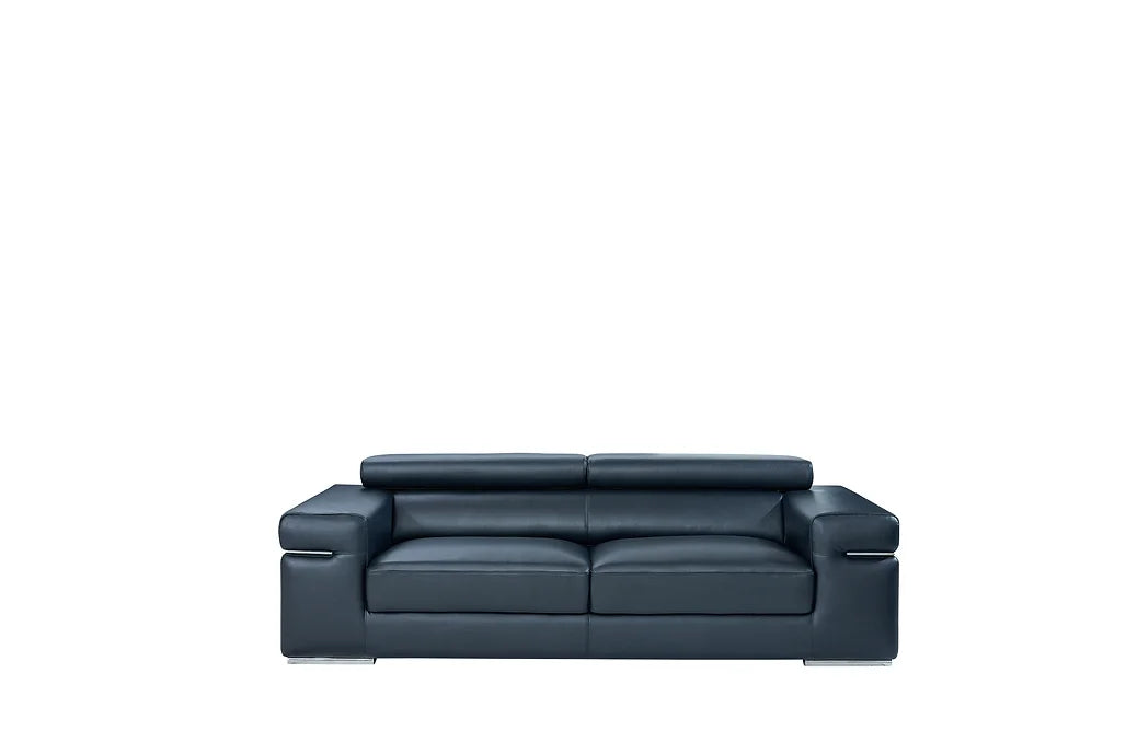 Soho Black Italian Leather Sofa and Loveseat