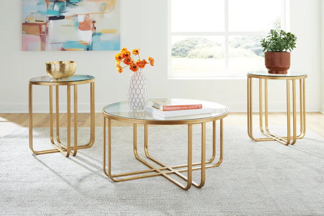 Milloton Gold 3-Piece Coctail Table Set