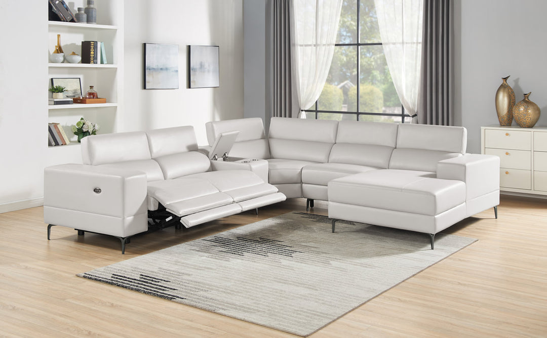 Milano Pearl Leather Gel Power Sectional
