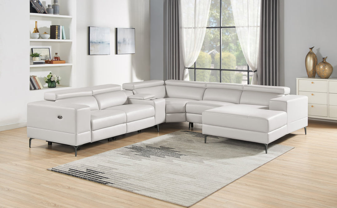 Milano Pearl Leather Gel Power Sectional