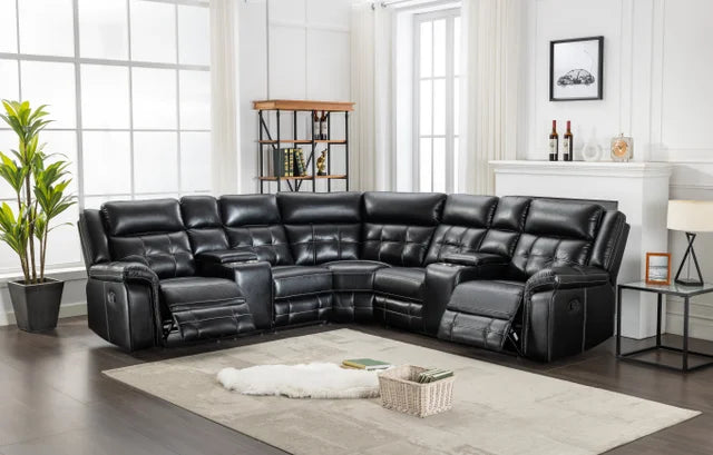 Jacob Black Leather Gel Sectional