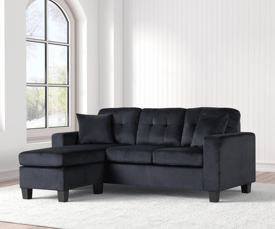 Cris Black Velvet Reversible Sectional