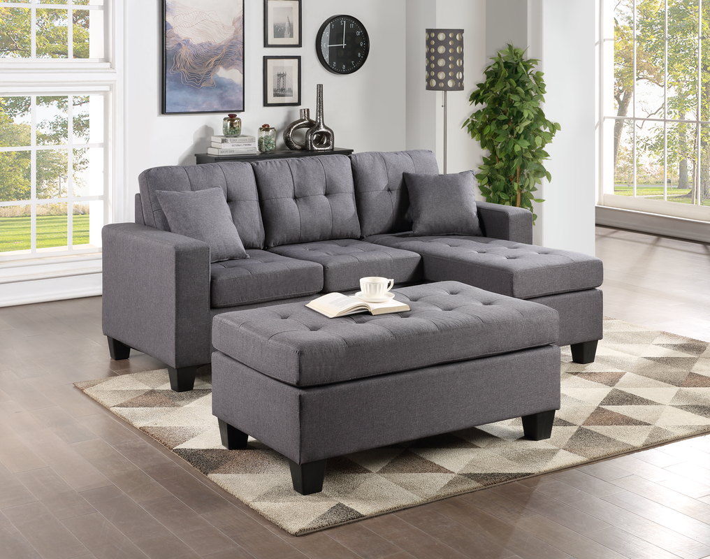 Naomi Grey Reversible Sectional & Ottoman