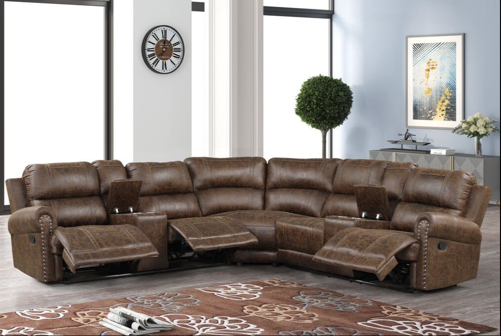 Carrol Brown Polyester Oversised Reclining Sectional