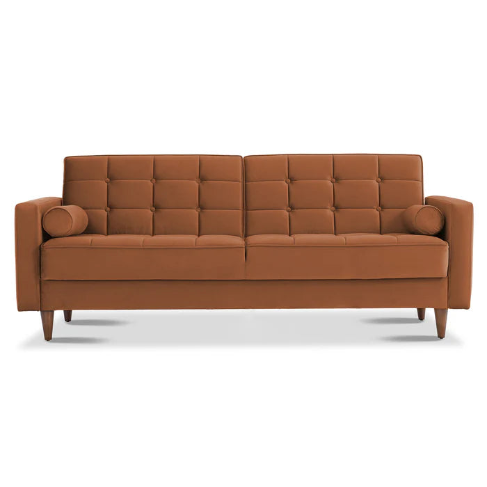 Benara Burnt Orange Velvet Sleeper Sofa.